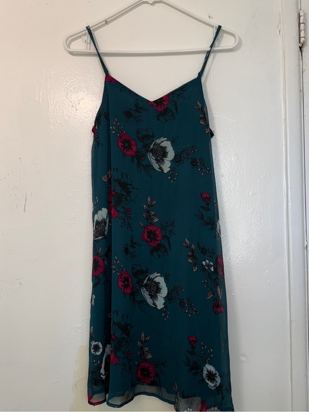 Mudd Floral Chiffon Slip Dress Teal Pink Whimsigoth Boho Mini NWT XS